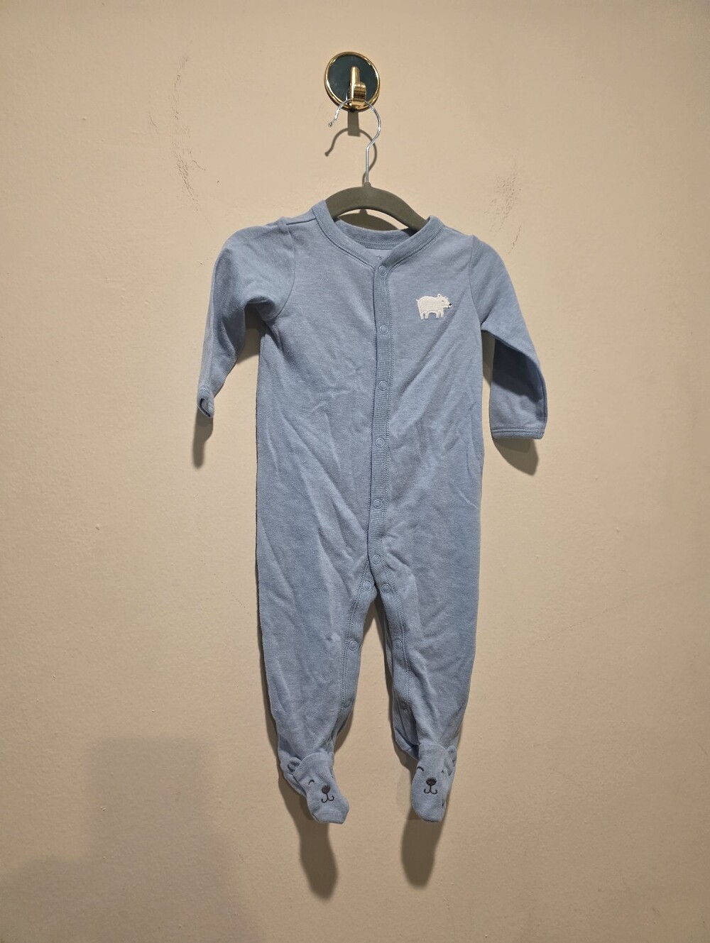 Carter's Light Blue Footed One-Piece with Animal Appliqué